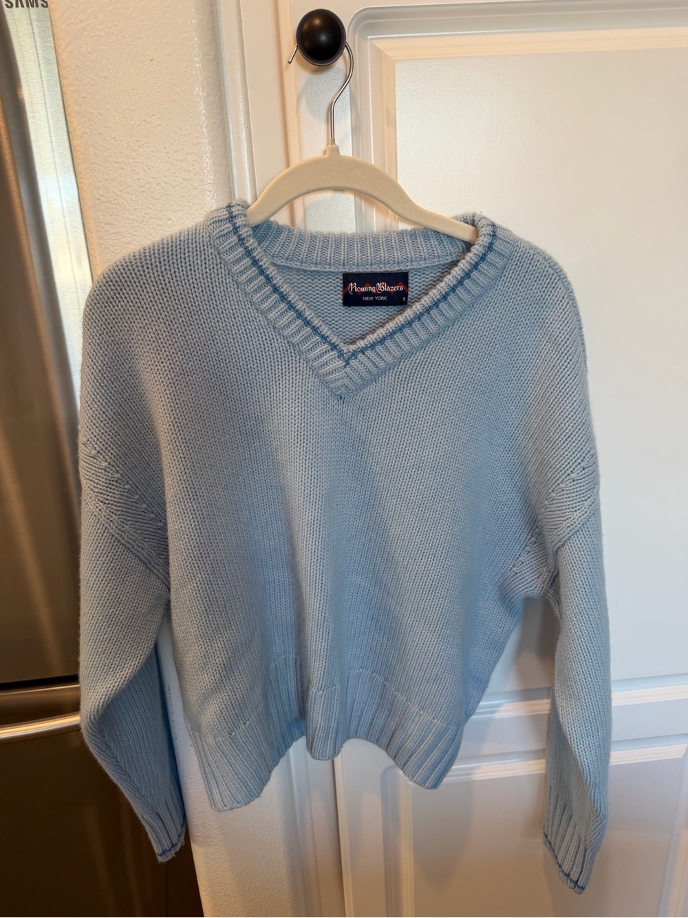 Rowing Blazers Light Blue V-Neck Knit Sweater